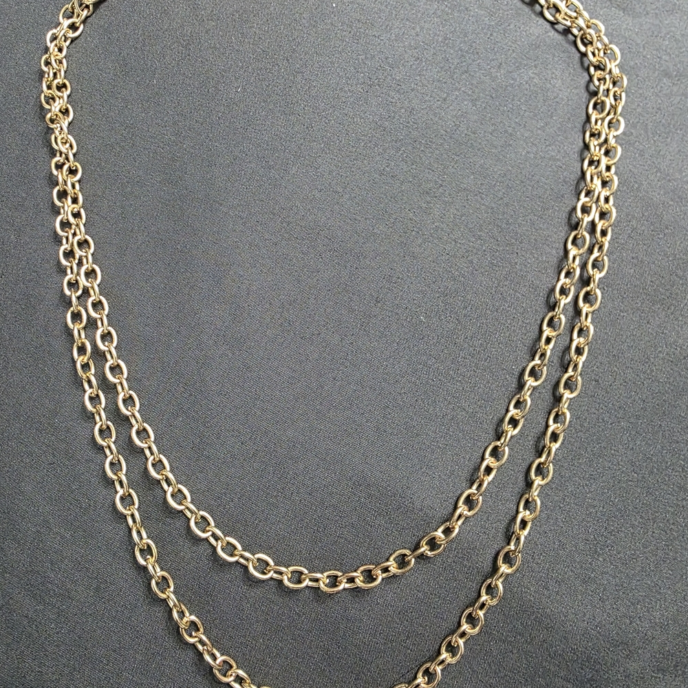 Estate - Gold Tone - Vintage Layering Chain Necklace - Item 404